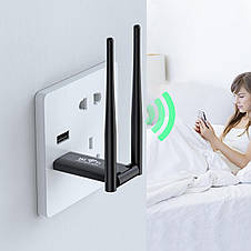 USB підсилювач Wi-Fi сигналу, до 300 Мбіт/с Двохантений, Вайфай репітер, фото 4