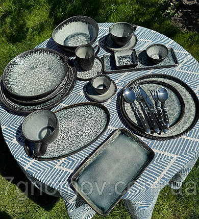 Тарілка керамічна прямокутна сіра з бортиками Грейсток 24 см арт. 101-0233, фото 1