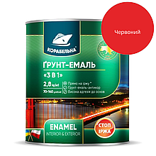 Грунт-емаль 3в1 по металу Корабельна Червоний напівглянець 0,9 кг