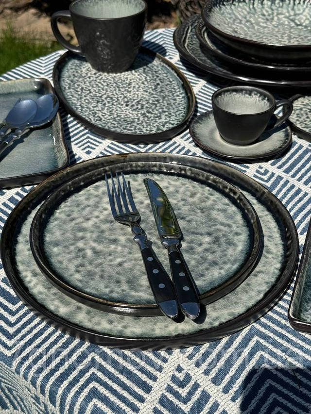 Тарілка велика обідня керамічна сіра з бортиками Грейсток 27 см арт. 101-0229