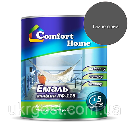 Емаль алкідна Comfort ПФ-115 Темно-сірий глянець 2,8 кг, фото 1