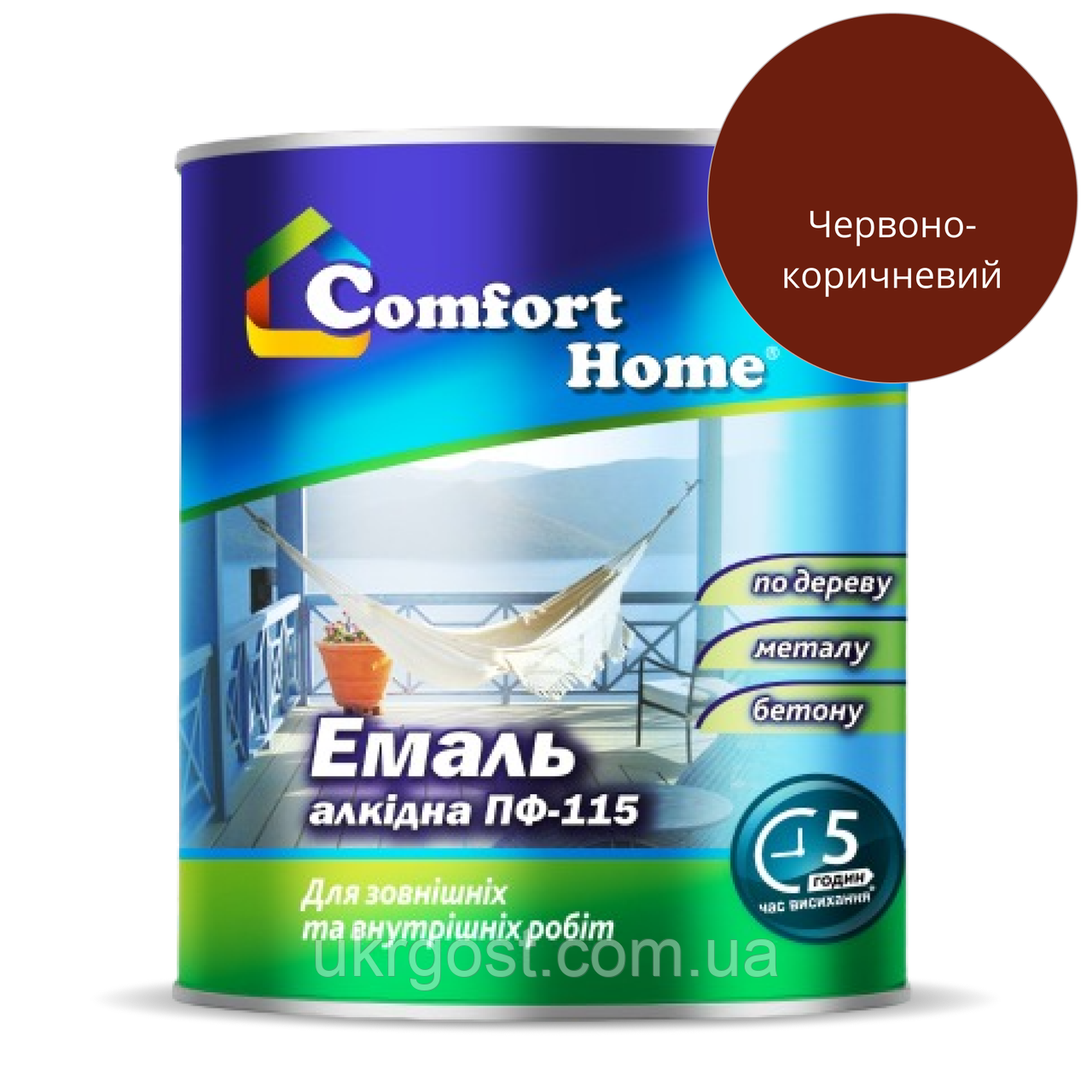 Емаль алкідна Comfort ПФ-115 Червоно-коричневий глянець 50 кг
