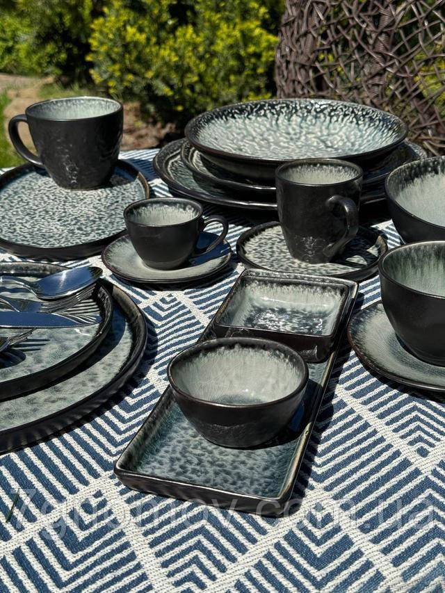 Тарілка велика обідня керамічна сіра з бортиками Грейсток 27 см арт. 101-0229