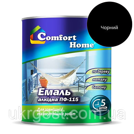 Емаль алкідна Comfort ПФ-115 Чорний глянець 0,9 кг, фото 1