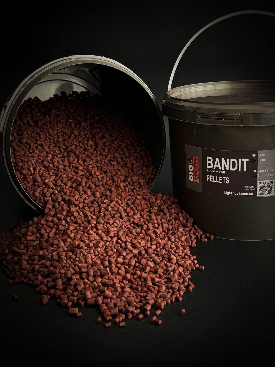 Пелетс Bandit, Squid - Krill (Premium Pellets), мікс 4 мм та 6 мм, відро 2,5 кг