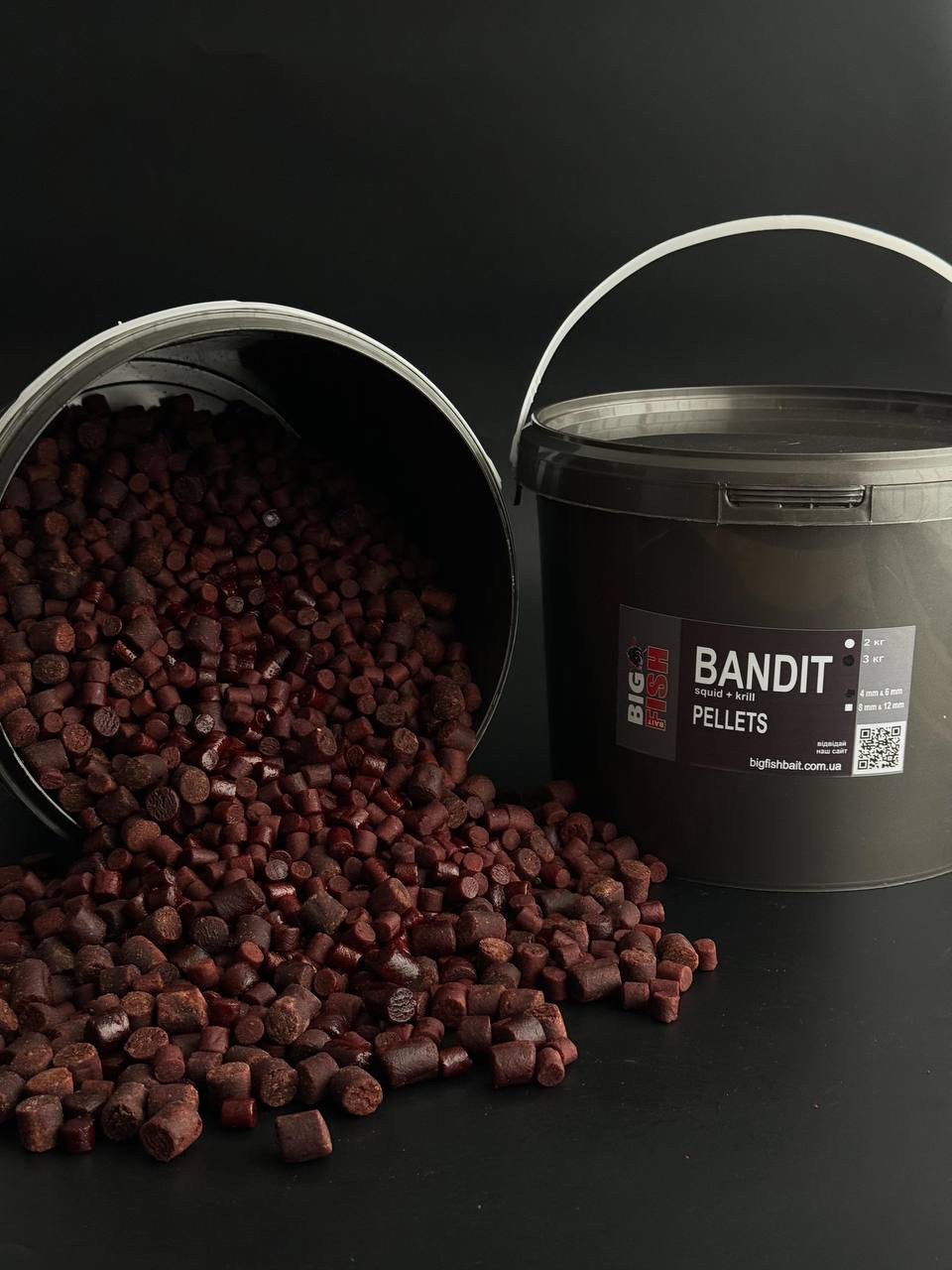 Пелетс Bandit, Squid - Krill (Premium Pellets), мікс 8 мм та 12 мм, відро 2,5 кг