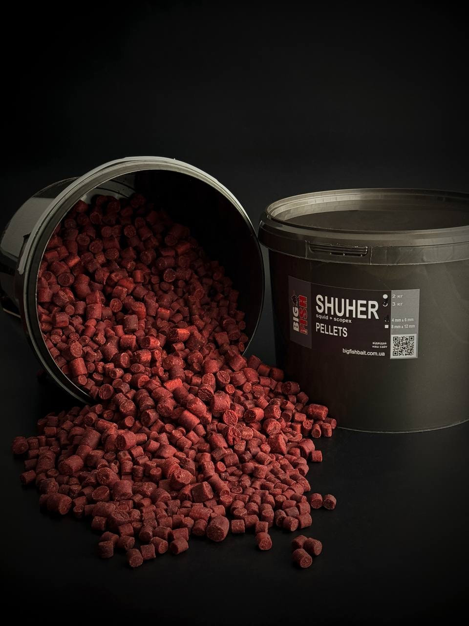 Пелетс Shuher, Squid - Scopex (Premium Pellets), мікс 8 мм та 12 мм, відро 2,5 кг