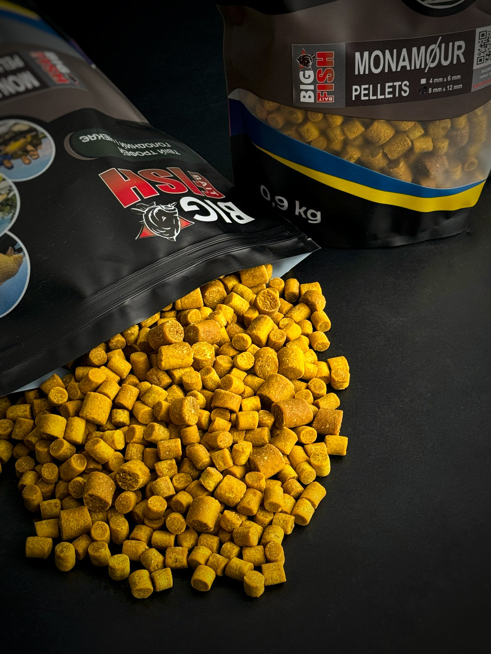 Пелетс monAmur, фірмовий солодкий аромат (Premium Pellets), мікс 8 мм та 12 мм, упаковка 0,9 кг