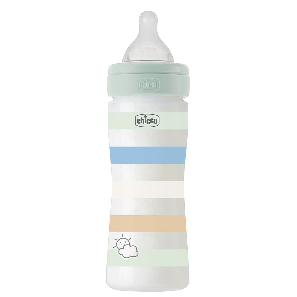 Пляшечка Chicco Well-Being пластик 250 мл (соска силіконова середній потік) 2+, boy