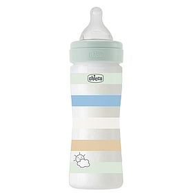 Пляшечка Chicco Well-Being пластик 250 мл (соска силіконова середній потік) 2+, boy