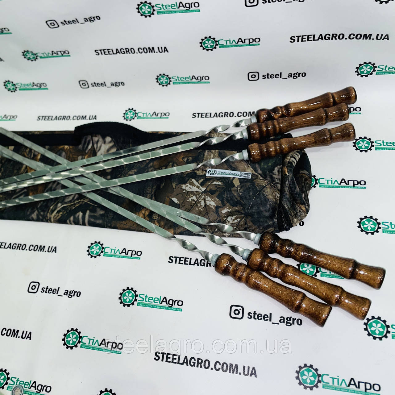 Набір шампурів Тубус Minimal чохлі, колір дубок шампур 750мм, фото 1