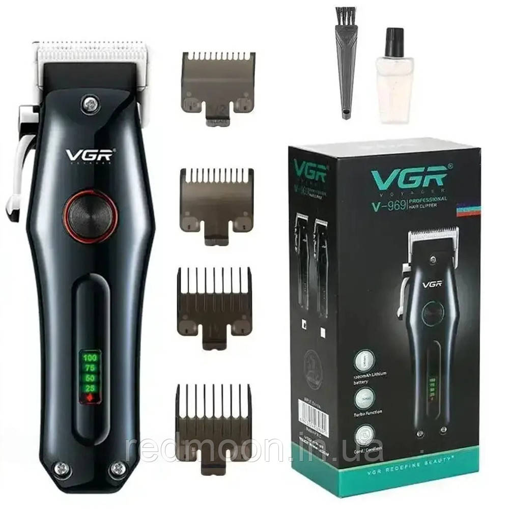 Професійна машинка для стрижки на акумуляторі, з насадками, VGR V-969 / Тример для стрижки волосся