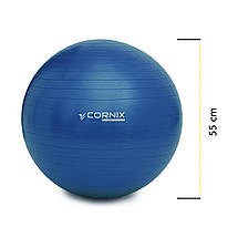 М'яч для фітнесу (фітбол) Cornix 55 см Anti-Burst XR-0015 Blue Poland, фото 3