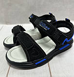 Дитячі сандалі Clibbe для хлопчика з шкіряною устілкою 32-36 чорні, фото 5