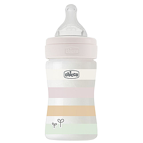 Пляшечка Chicco Well-Being пластик 150 мл (соска силіконова повільний потік) 0+, girl
