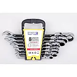 Набір комбінованих ключів з тріскачкою на кардані Euro craft, 8 шт Набір ріжково-накидних ключів, фото 3