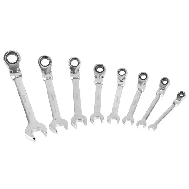 Набір комбінованих ключів з тріскачкою на кардані Euro craft, 8 шт Набір ріжково-накидних ключів, фото 1