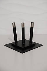 Підставка для прапора трьомісна, тримач металевий для вулиці на три прапори, важка металева підставка для прапора колір чорний