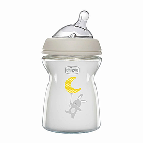 Пляшечка Chicco Natural Feeling скло 150 мл (соска силіконова повільний потік) 0+