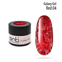 Гель для дизайну PNB Galaxy Gel 04, Red, глітер, 5 мл