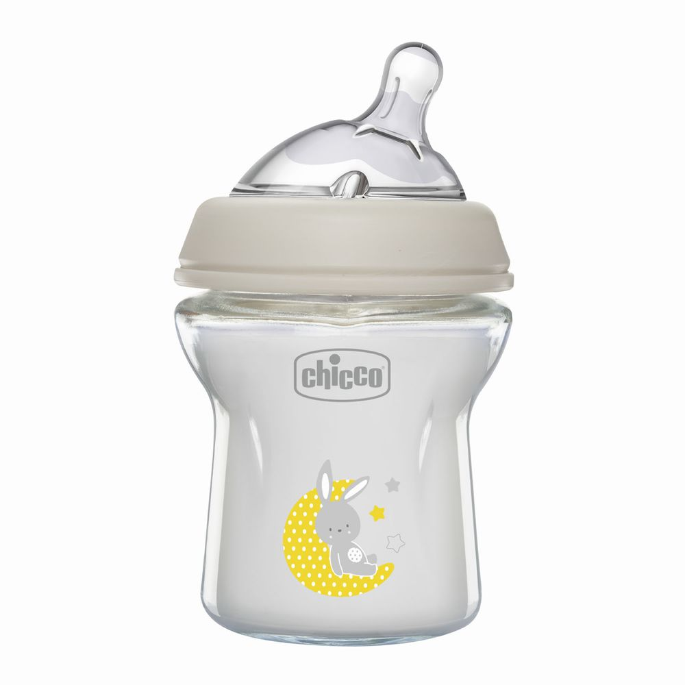 Пляшечка Chicco Natural Feeling скло 150 мл (соска силіконова повільний потік) 0+