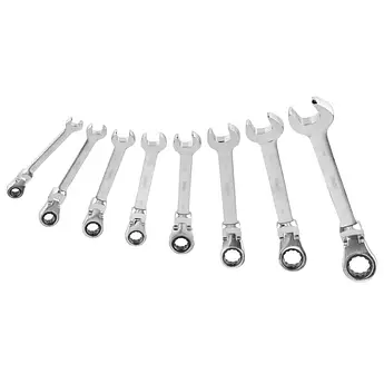 Комплект ключів комбінованих з тріскачкою на кардані 8 шт Euro craft 5044, 8-19мм