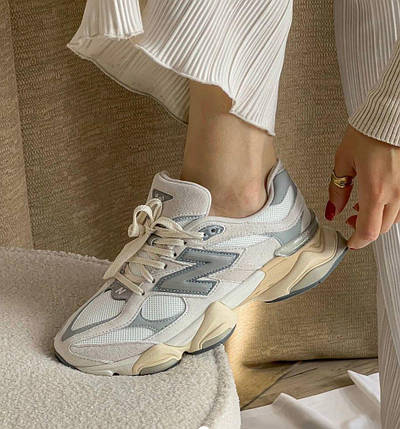 Жіночі кросівки New Balance 9060 Sea Salt White Нью Беланс 9060 Сірі замша текстиль демісезон, фото 1
