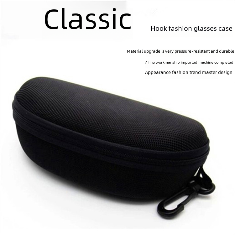 Футляр, для окулярів, на блискавці, чохол із карабіном "Classic Case". Чорний, фото 1