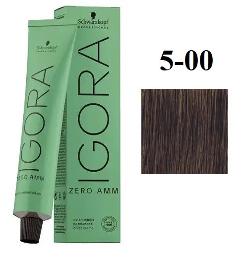 Стійка крем-фарба без аміаку Schwarzkopf Igora Zero Amm 5-00 Світло коричневий натуральний екстра 60 мл