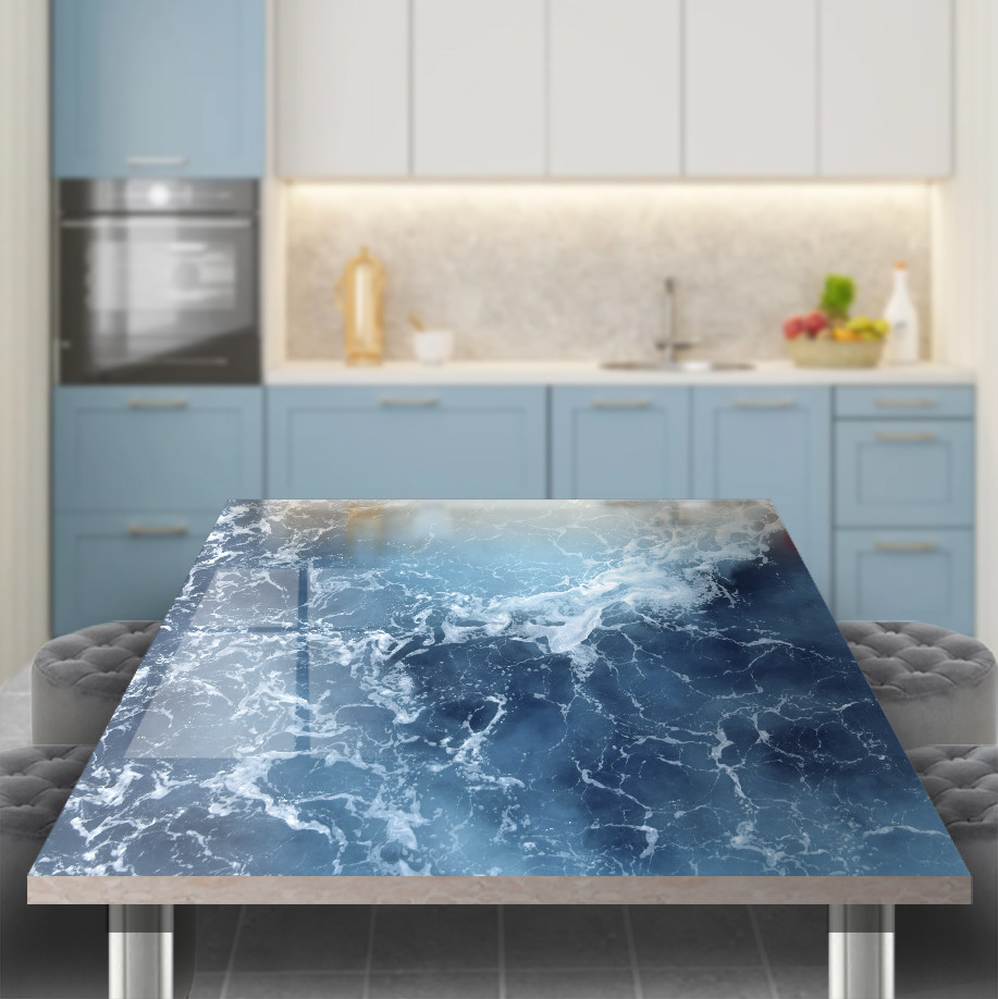 Вінілова наклейка на стіл з текстурою Моря, подвійна плівка, що самоклеїться, 60 х 100 см