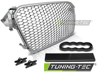 Решітка радіатора тюнінг AUDI A4 B8 рестайлінг у стилі RS срібна