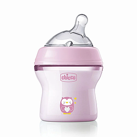 Пляшечка Chicco Natural Feeling пластик 150 мл (соска силіконова повільний потік) 0+, girl