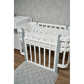 Бампер-косичка на ліжечко Twins 260 см 3х-прядний, white