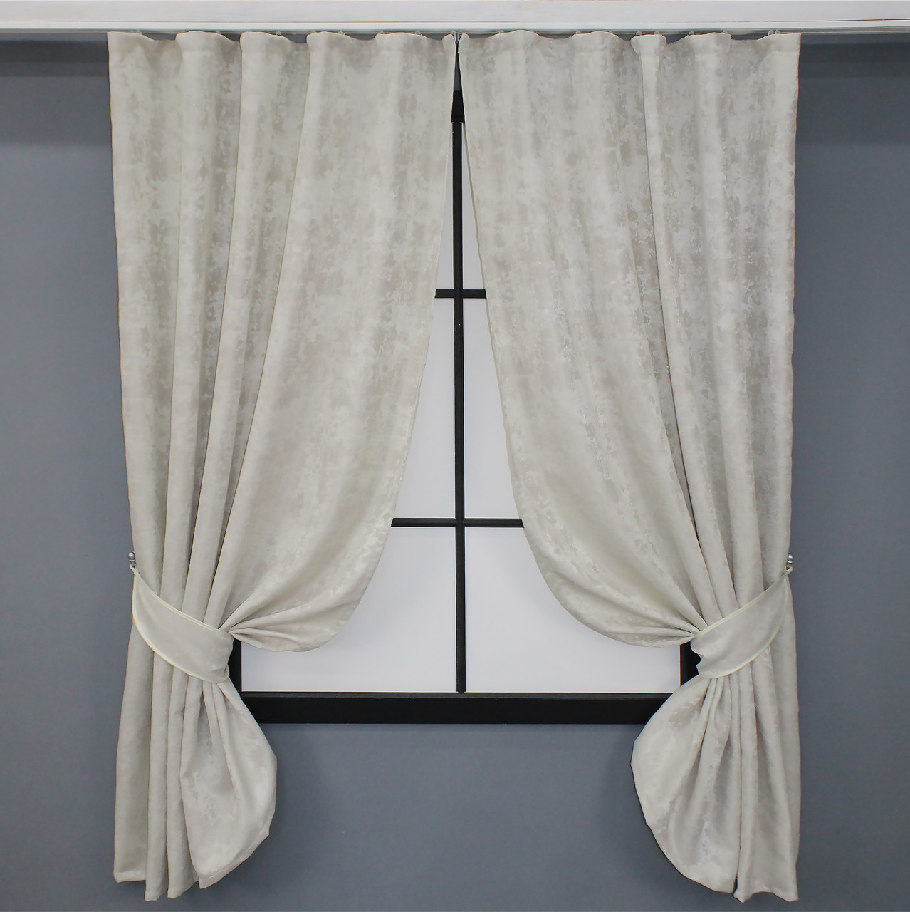 Комплект (2шт. 1,3х1,7м.) коротких штор із жакарда "Sultan XO", Туреччина. Колір світло-бежевий. Код 1281ш 35-0125, фото 1