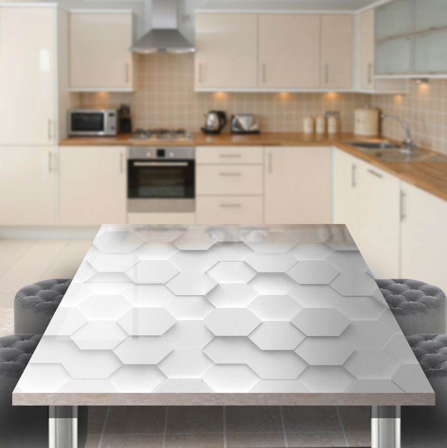 Вінілова наклейка на стіл з фотодруком Білі стільники, подвійна плівка, що самоклеїться, 60 х 100 см