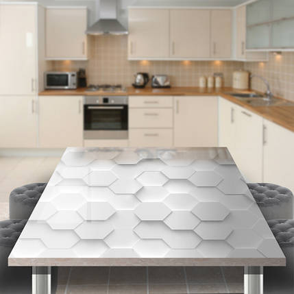 Вінілова наклейка на стіл з фотодруком Білі стільники, подвійна плівка, що самоклеїться, 60 х 100 см, фото 1