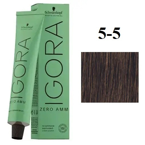 Стійка крем-фарба без аміаку Schwarzkopf Igora Zero Amm 5-5 Світло-коричневий золотистий 60 мл
