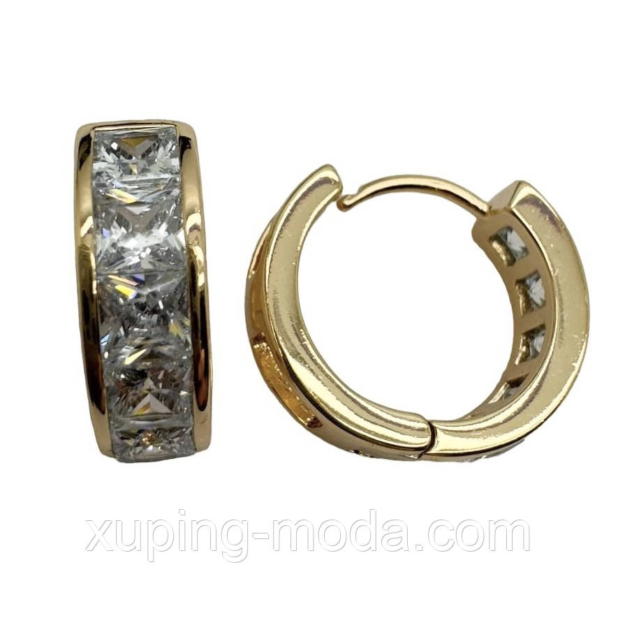 Сережки xuping. 15х5 мм. 18 к, фото 1