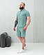 Футболка поло на блискавці і шорти чоловічий комплект ізумрудний, фото 10