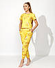 Піжама жіноча з куліра футболка та штани з принтом Жовті банани, фото 2