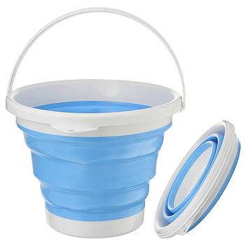 Складне силіконове відро 5 л з ручкою Collapsible Bucket / Відро туристичне / Універсальне відро