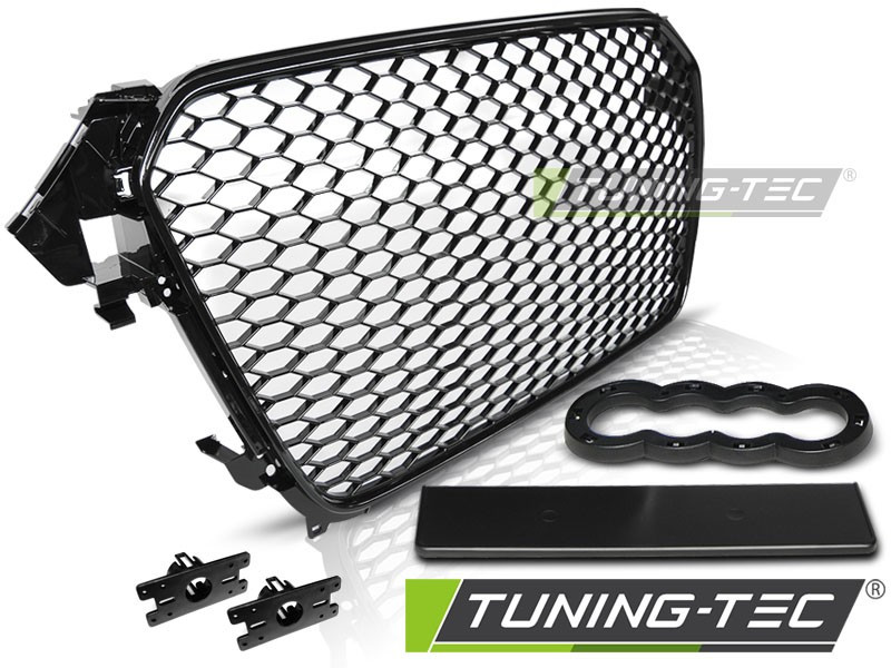 Решітка радіатора тюнінг AUDI A4 B8 рестайлінг у стилі RS чорна, фото 1