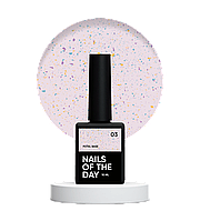 NAILSOFTHEDAY Potal base 03 – молочно-фіолетова база з поталлю (золотисто-фіолетова та зелена поталь), 10 мл