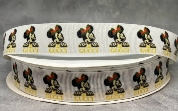 Репсова стрічка 2,5 см (Gucci- Міккі), метр, Різнокольоровий