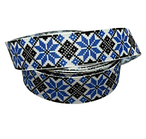 Репсова стрічка 2.5 см, Синя зірка , арт 015090, 1 метр, Різнокольоровий