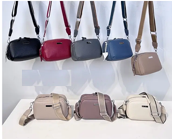 Сумочка жіноча крос-боді на блискавці з довгим ремінцем зі штучної шкіри у різних кольорах Kabir