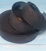 Стрічка мішковина 3,8 см, колір- чорний, метр, Чорний