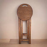 Розкладний Табурет з Натурального Дерева Вільха для Кухні балкона Горіх Темний 63 см, фото 7