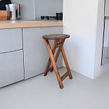 Розкладний Табурет з Натурального Дерева Вільха для Кухні балкона Горіх Темний 63 см, фото 4