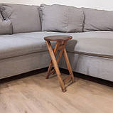 Розкладний Табурет з Натурального Дерева Вільха для Кухні балкона Горіх Темний 63 см, фото 2